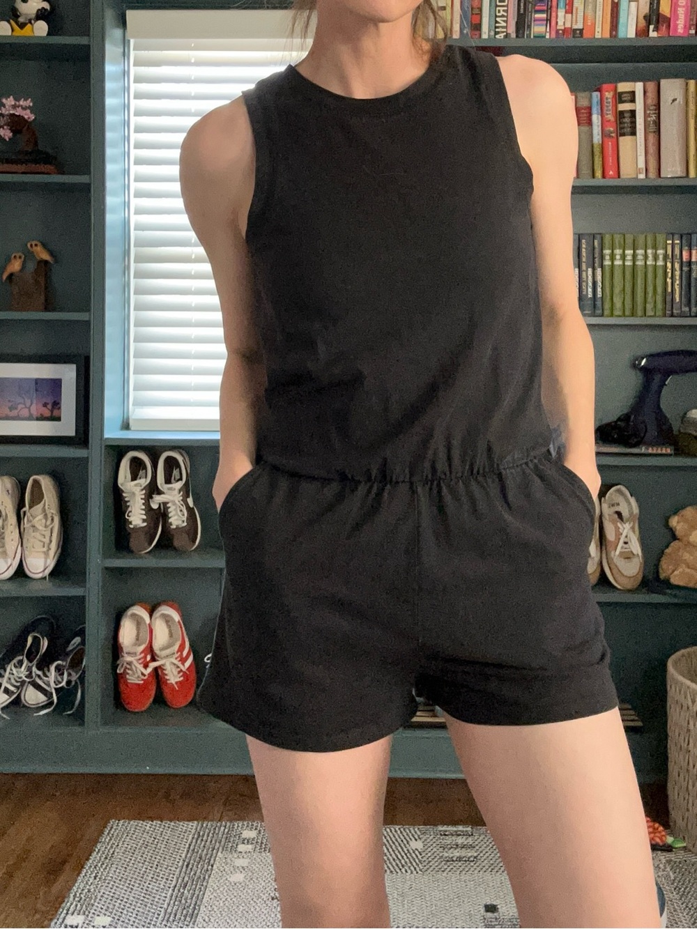 Z Supply Black Sleeveless Romper with Elastic Waist